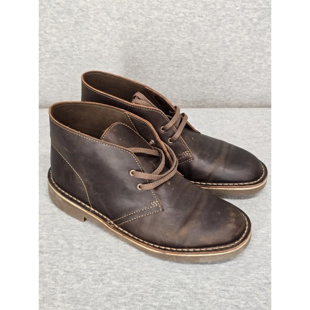 Clarks Bushacre 3 Men's Beeswax Leather Chukka Boots Size US 7 M (EU 39.5)